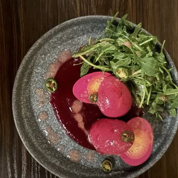 Felt Bar and Eatery signature dishes Beet Pickled Eggs, Togarashi Chicken, Pub Burger, Ribs, Fried Chicken Sandwich